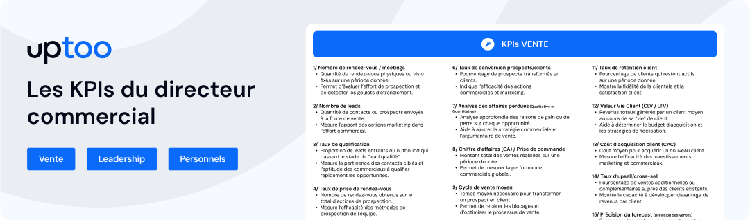 Les KPIs du directeur commercial - Vente, Leadership, personnels
